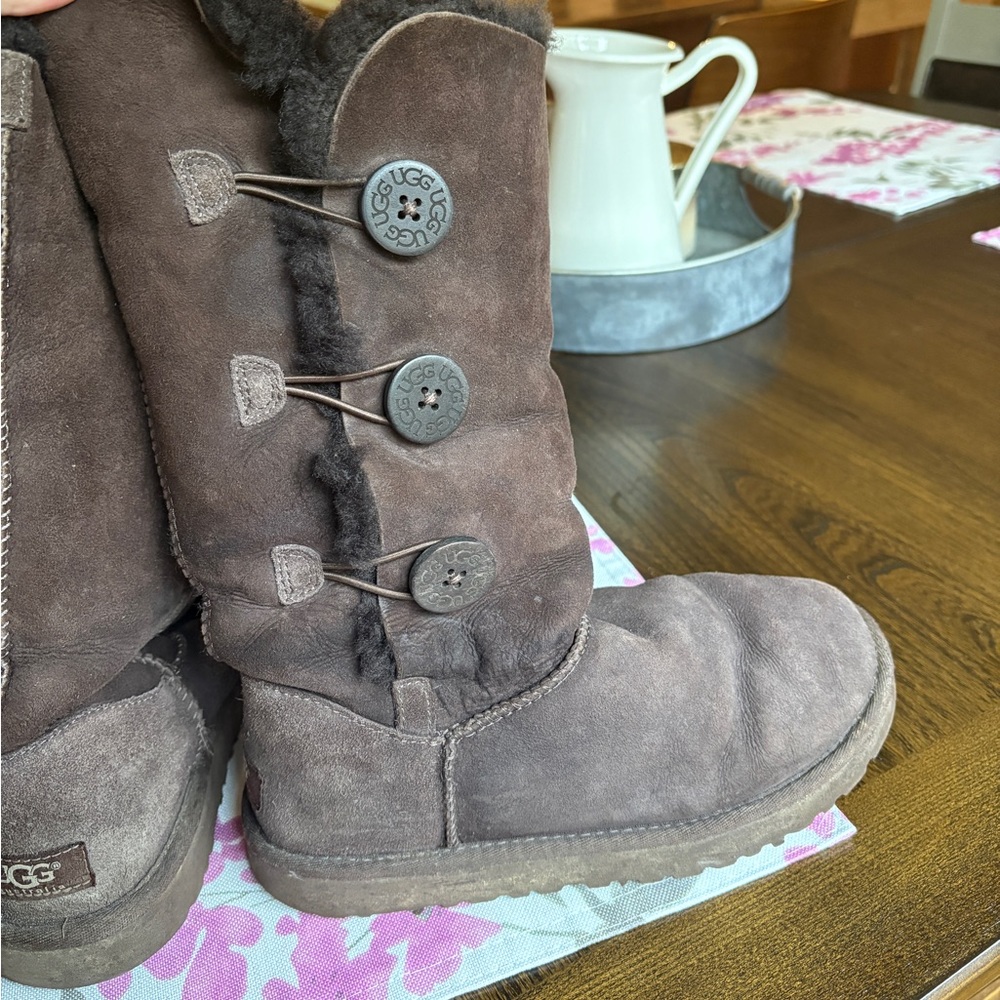 UGG Brown Bailey Button Boots Tall